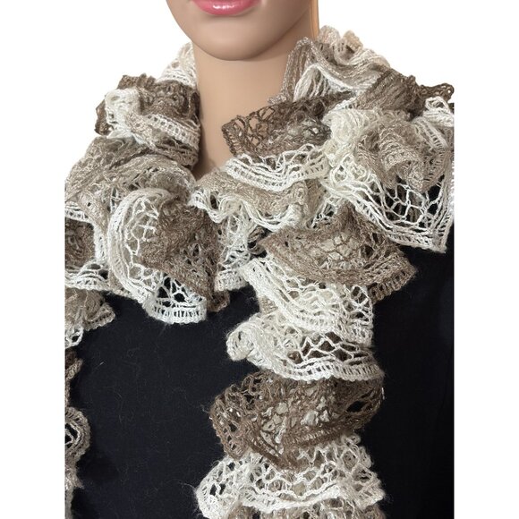 Unbranded White and Brown Elegant Scarf - Picture 1 of 2